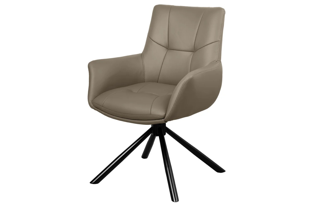 scaun ergonomice Scaun dining rotativ grej din piele Signature The Home Collection