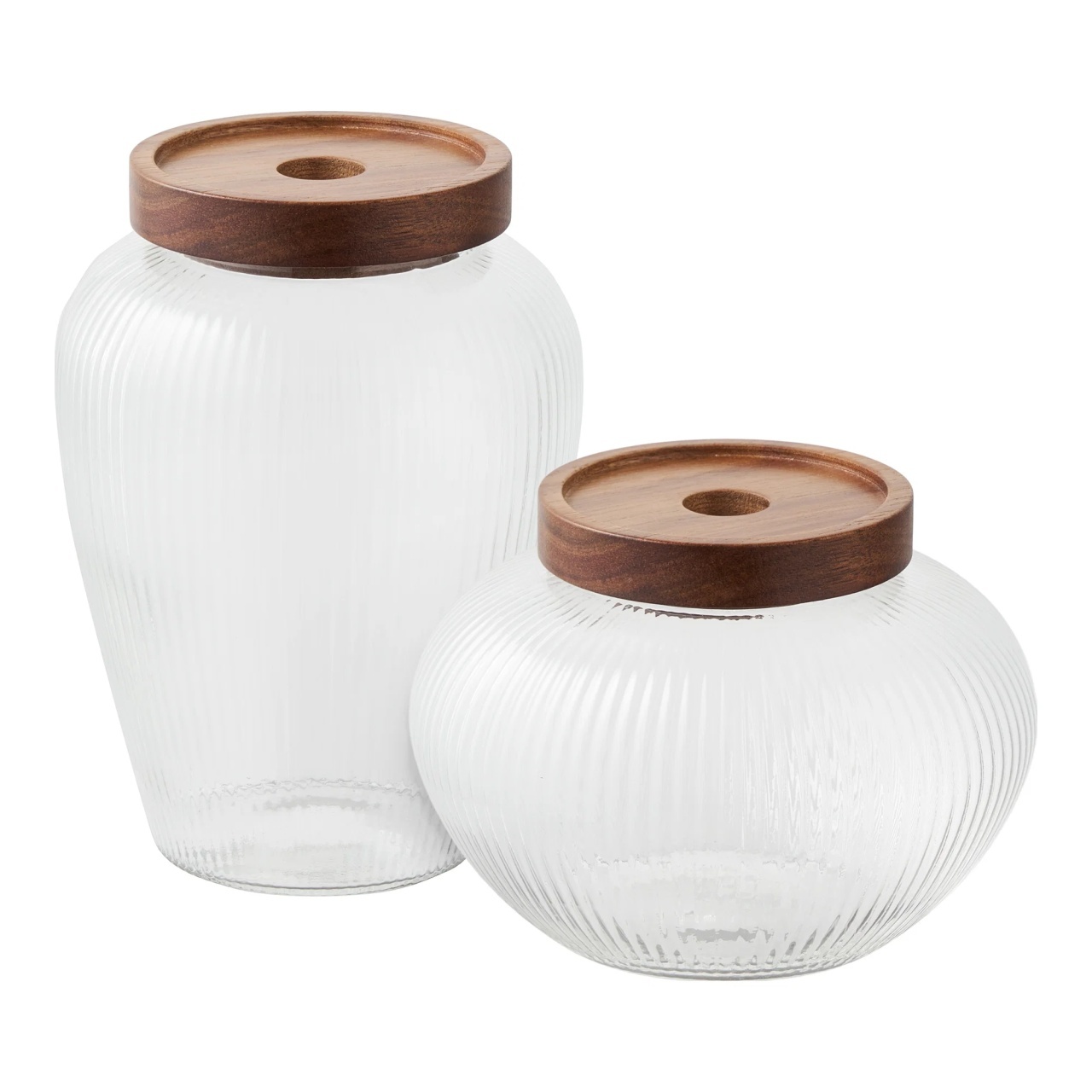 Food Storage Containers Set 2 recipiente cu capac transparente/maro din sticla Maya House Nordic