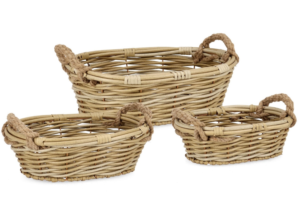 Baskets Set 3 cosuri maro din fibre sintetice Julen Rectangle Bizzotto