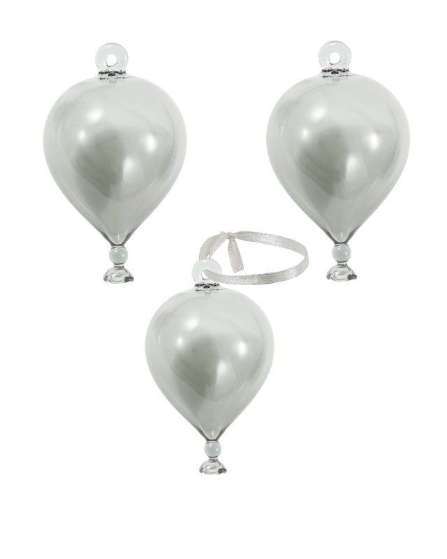 Seasonal & Holiday Decorations Set 3 decoratiuni suspendabile gri inchis din sticla Balloon Pols Potten