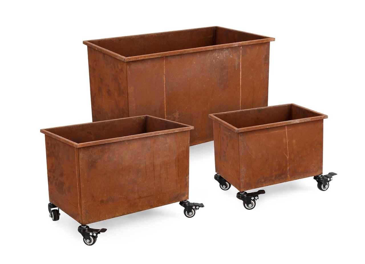 Pots & Planters Set 3 ghivece pentru exterior maro ruginiu din metal Haik Bizzotto