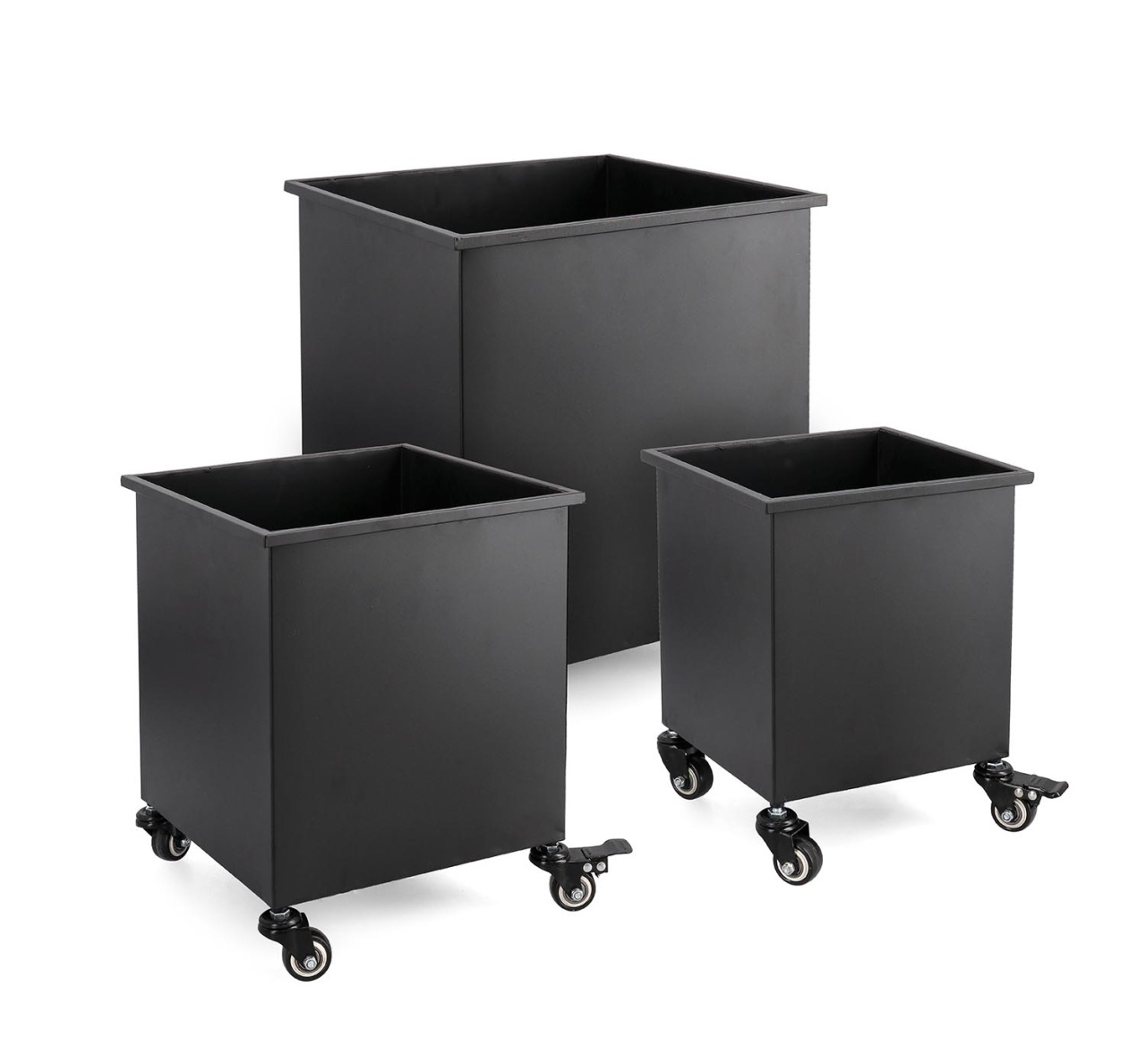 Pots & Planters Set 3 ghivece pentru exterior negre din metal Haik Square Bizzotto