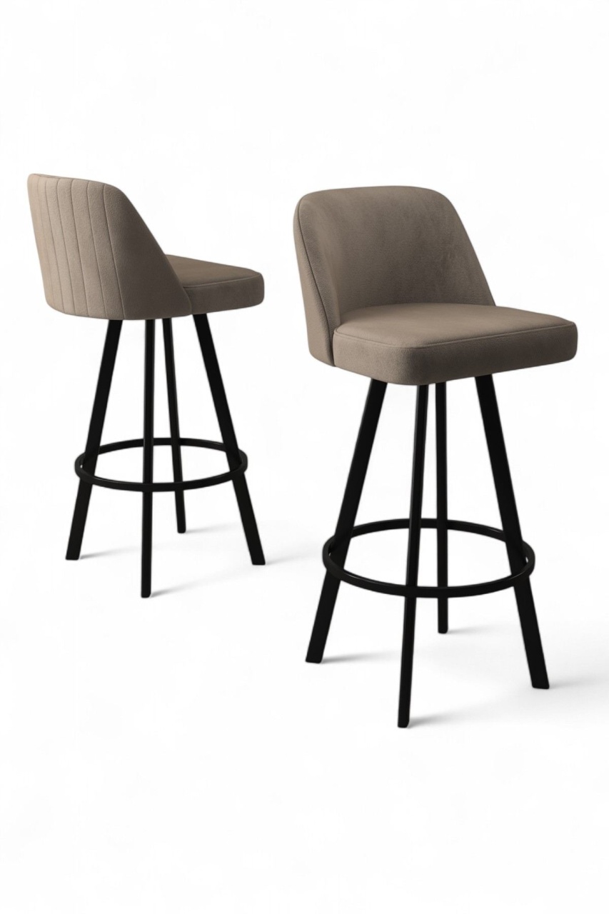 Chairs Set 4 scaune bar maro cappuccino/negre din textil Atex The Home Collection