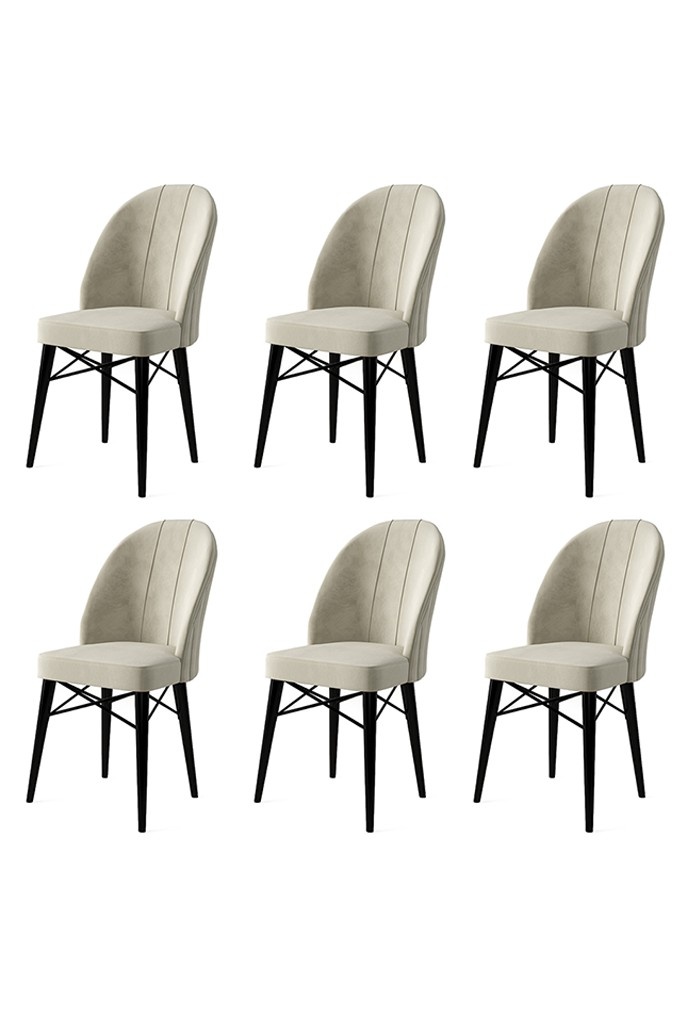 Chairs Set 6 scaune dining crem/negru din textil Ritim The Home Collection