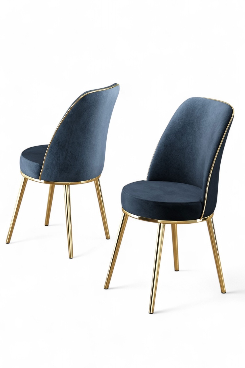 Chairs Set 6 scaune dining gri antracit/aurii din textil Pefa The Home Collection
