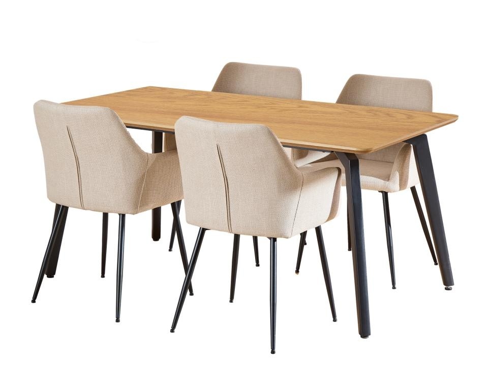 masa si scaune bucatarie Set masa dining si 4 scaune bej/maro din metal Cadiz Lizzy Actona Company