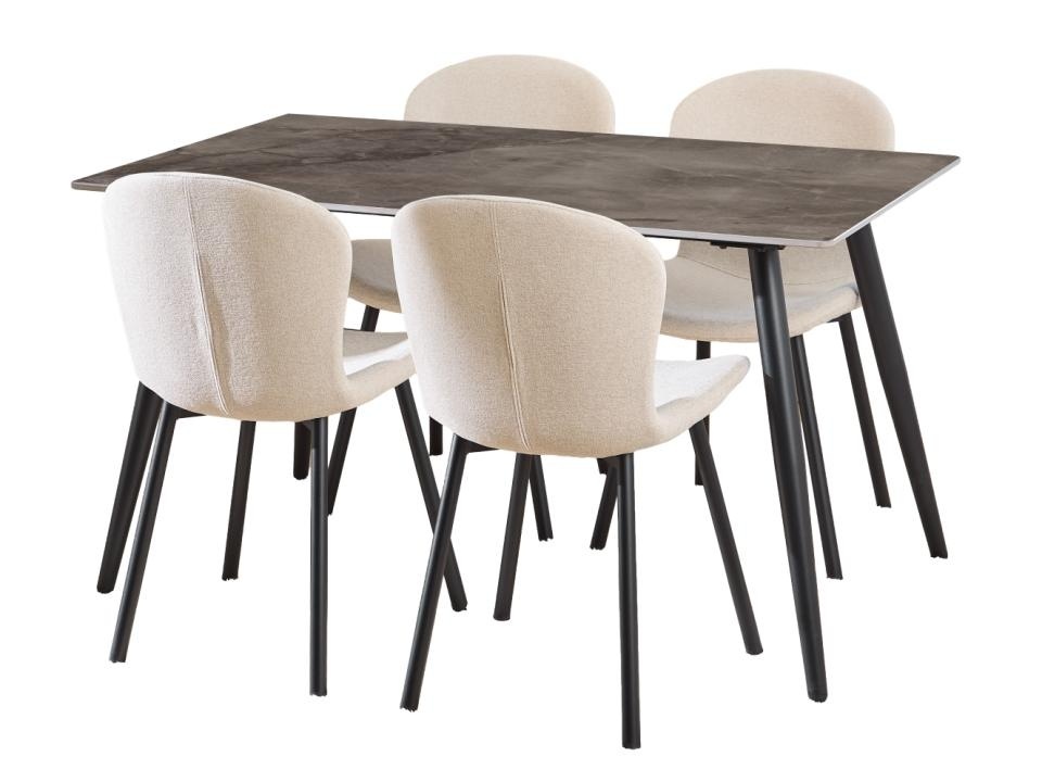 masa si scaune bucatarie Set masa dining si 4 scaune gri/bej din metal Wicklow Celia Actona Company