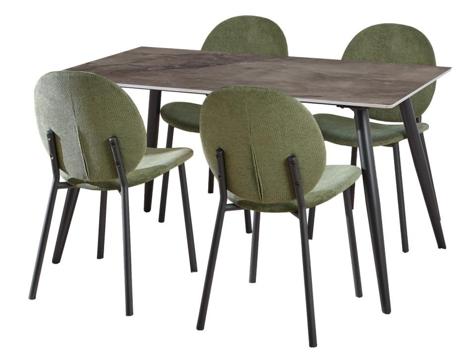 masa si scaune bucatarie Set masa dining si 4 scaune gri/verde din metal Wicklow Cliff Actona Company