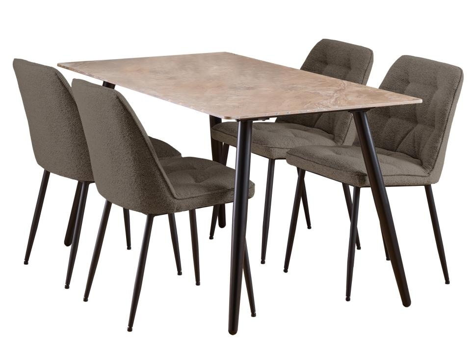 masa si scaune bucatarie Set masa dining si 4 scaune maro/grej din metal Wicklow Brooke Actona Company