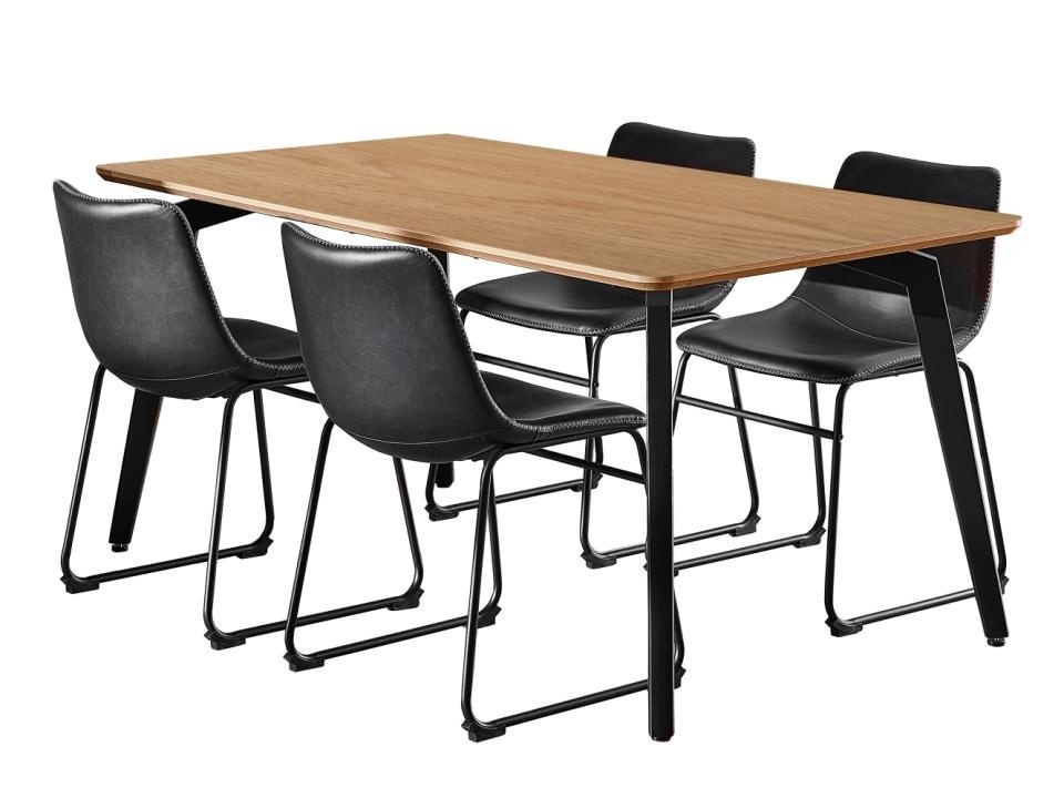 masa si scaune bucatarie Set masa dining si 4 scaune negre/maro din metal Cadiz Oregon Actona Company