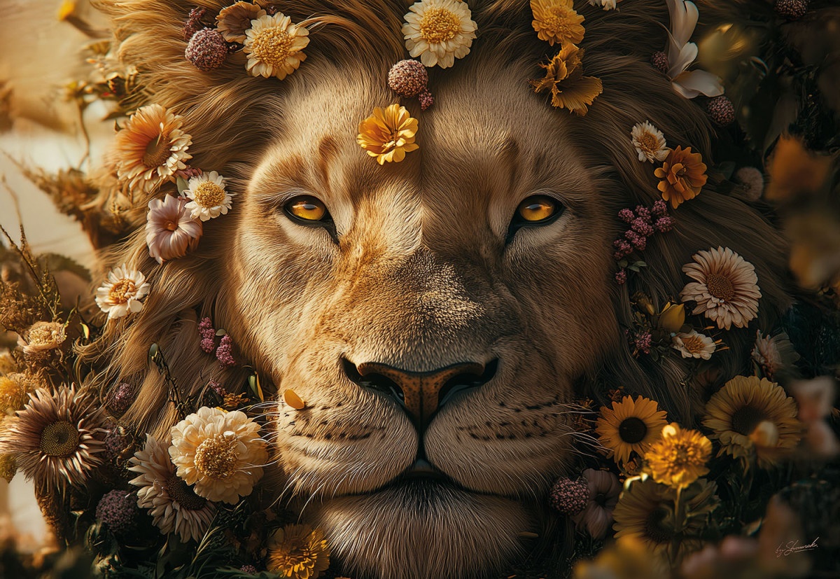 lion pair Tablou multicolor din sticla 110x160 cm Artistic male lion Ter Halle