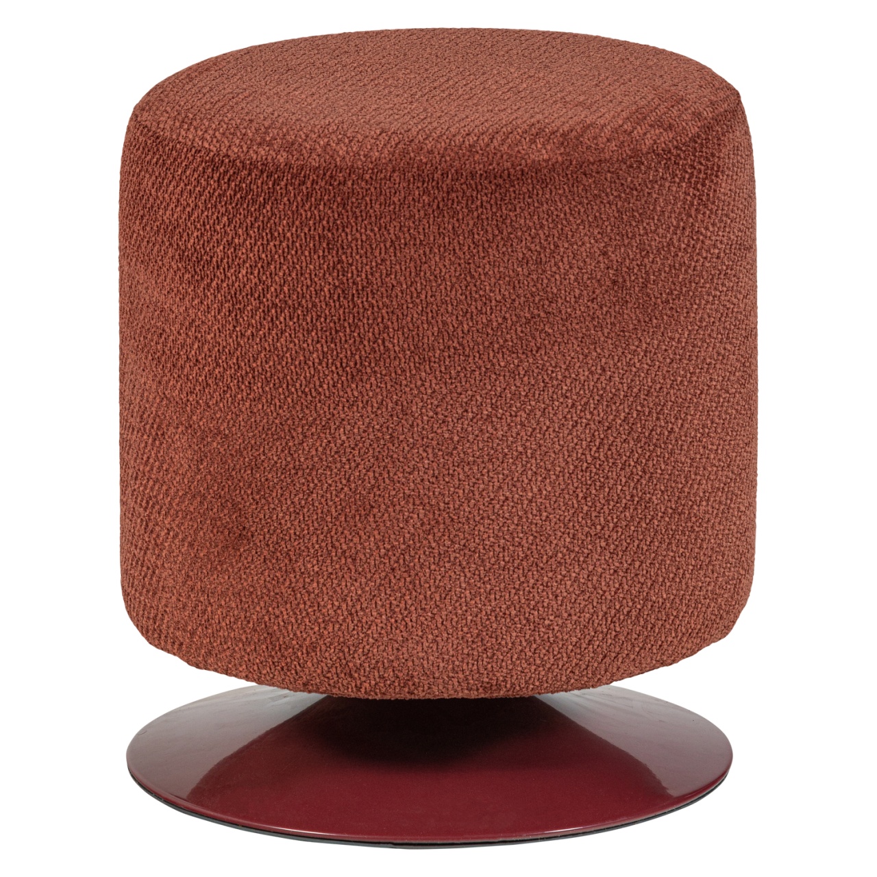 Ottomans Taburet rotund rosu burgund din textil 39 cm Islen Boucle Woood