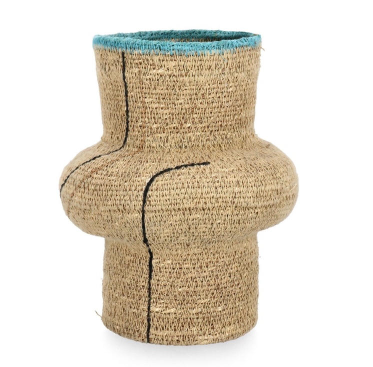 Vases Vaza decorativa albastra/maro din fibre naturale 23 cm Thang Bizzotto
