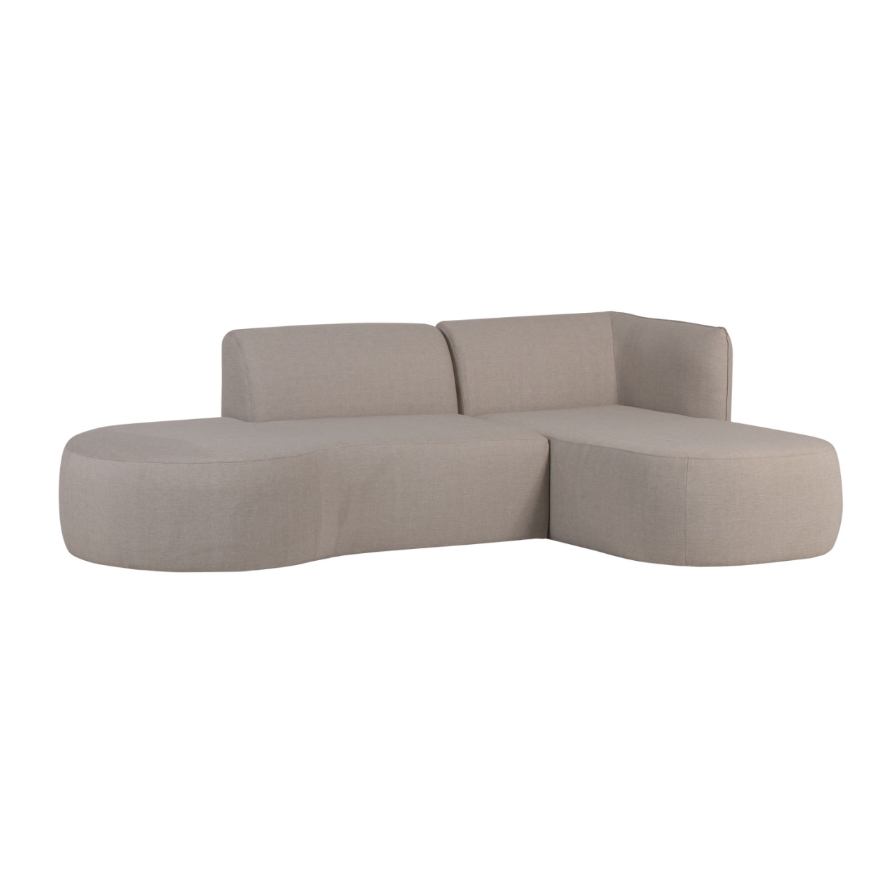Canapea cu colt exterior crem din textil 258 cm Chios Right Woood