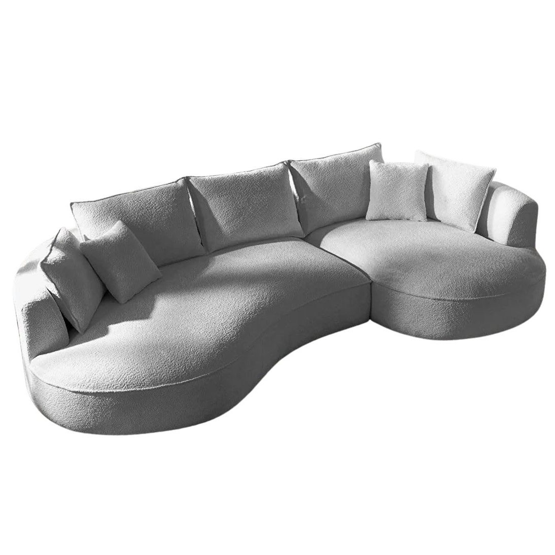 Sofas Canapea cu colt gri din textil 317 cm Venedik Right The Home Collection