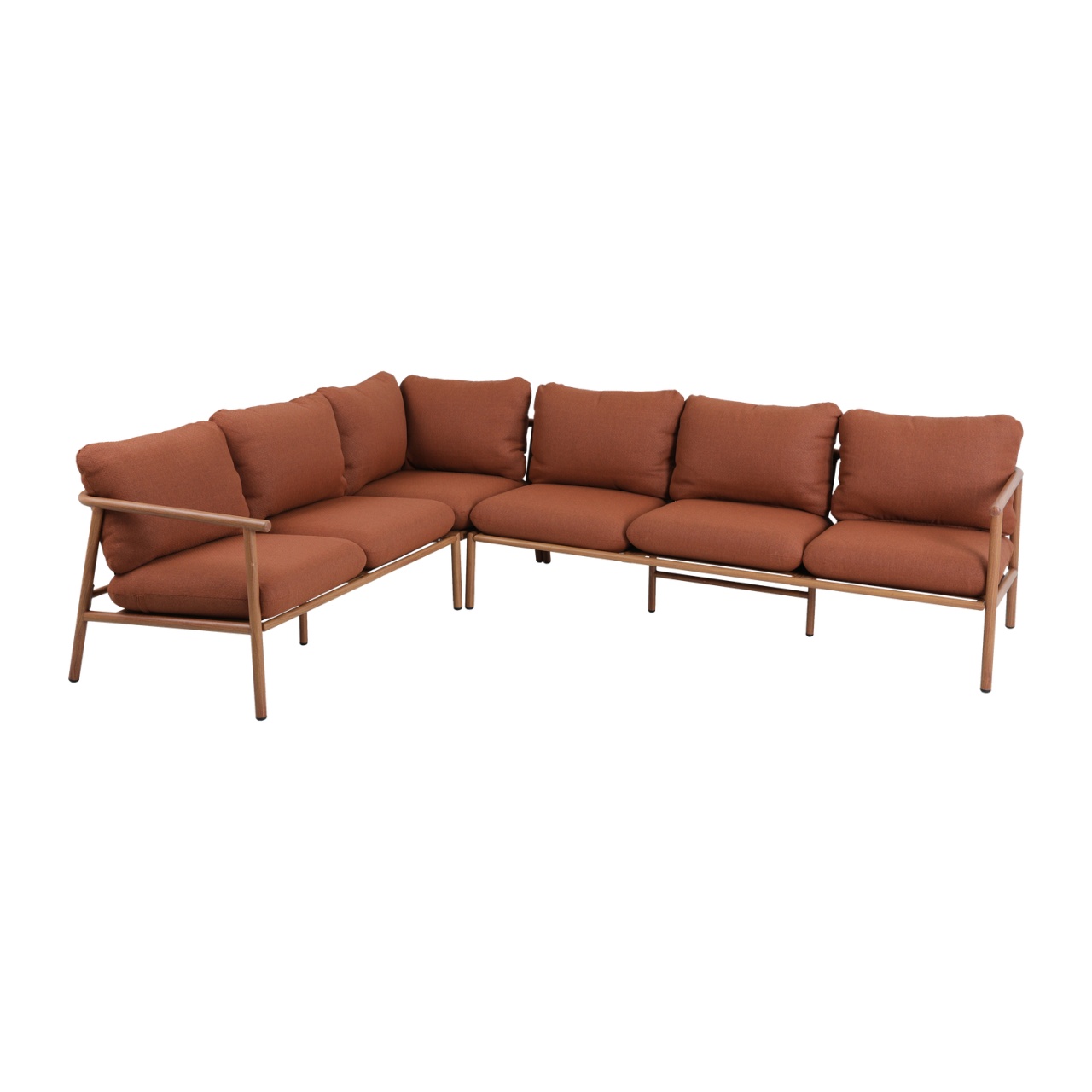 Canapea cu colt pentru exterior maro teracota din textil 268 cm Cavero Woood