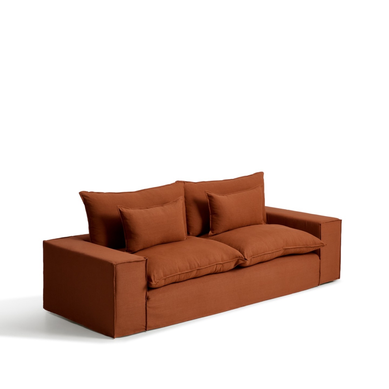 Sofas Canapea maro teracota din textil pentru 3 persoane Anarela Kave Home