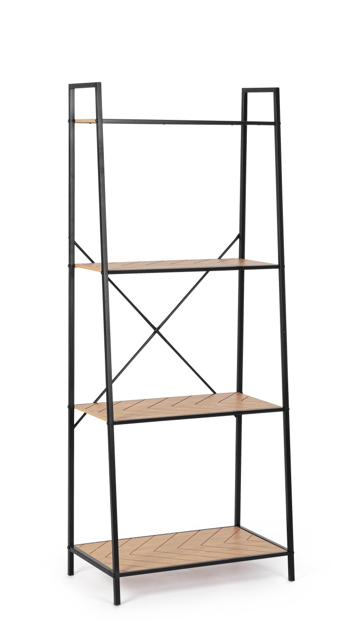 Shelving Etajera neagra/maro din metal 150 cm Haldor Bizzotto