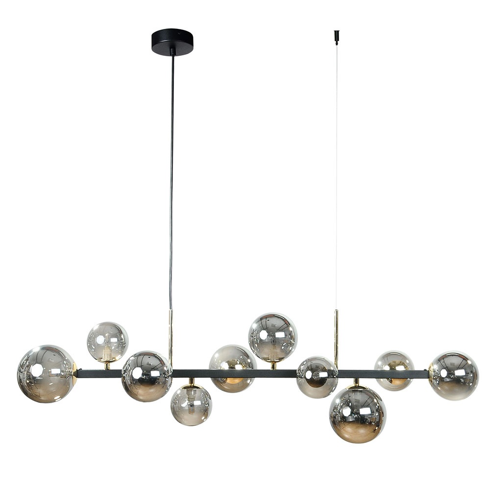 Lighting Fixtures Lustra neagra/aurie din metal cu 10 becuri Serenity Zuma Line