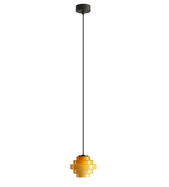 Lighting Fixtures Lustra neagra/galben miere din metal Filo Aldex