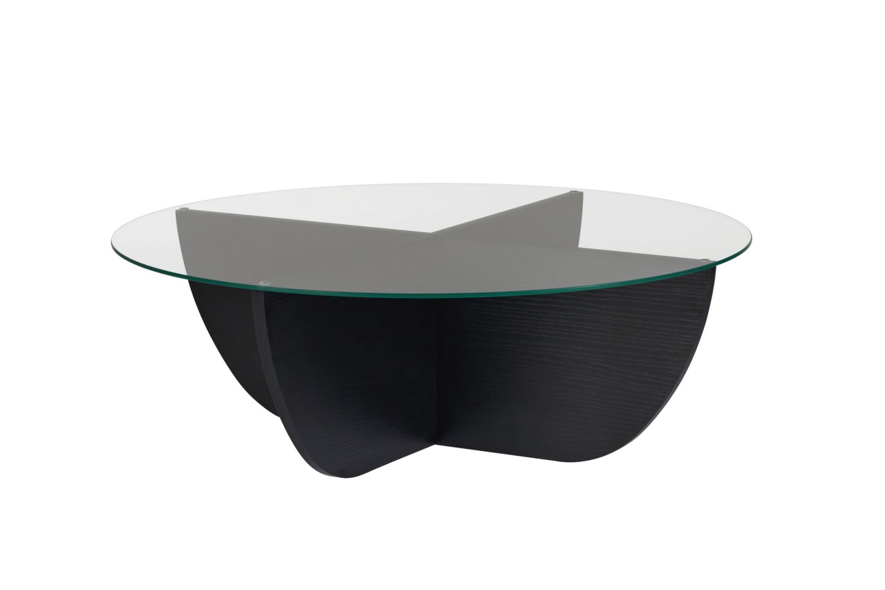 masa de sticla Masa de cafea neagra/transparenta din sticla 90 cm Liya Nordure
