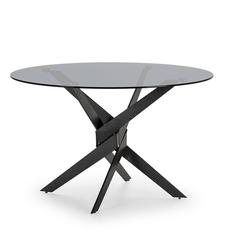 Quiet Object Masa dining gri din sticla 120 cm Jenna Quiet Object