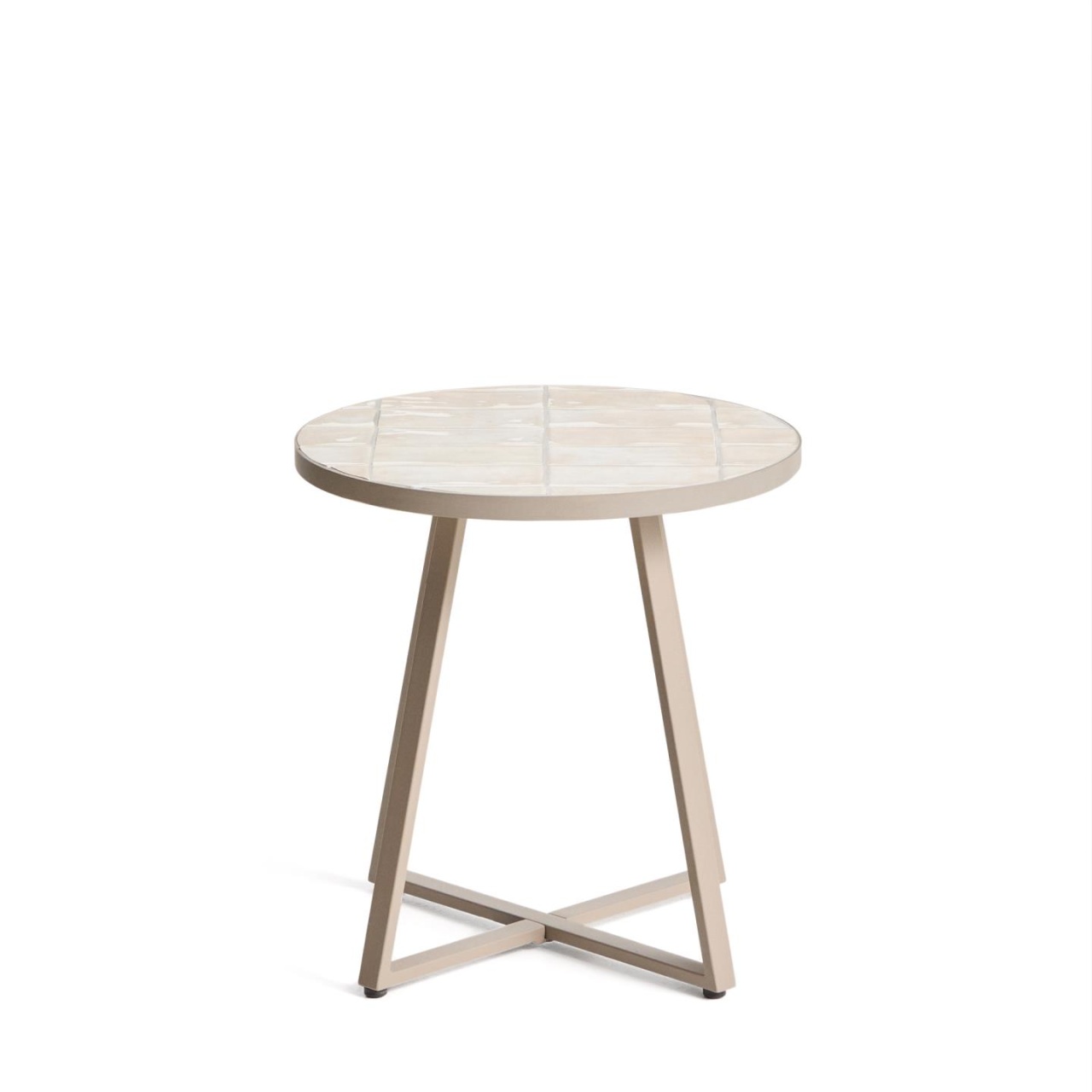 Outdoor Furniture Masa laterala exterior bej/ecru din metal 45 cm Tella Kave Home