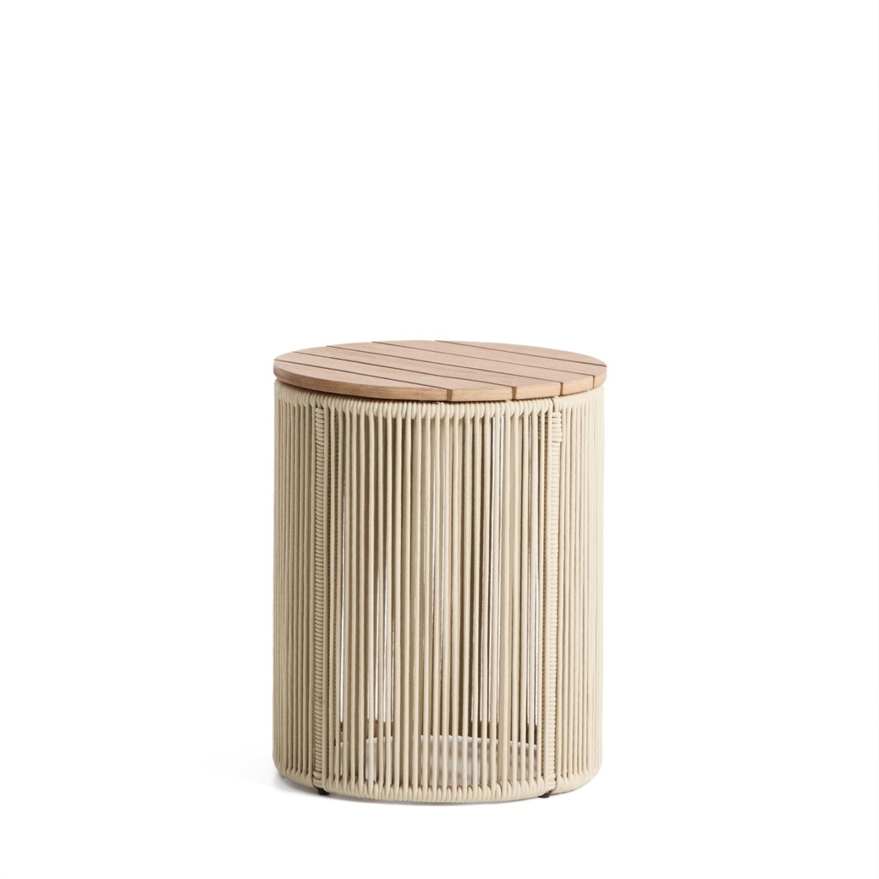 pret lambriu lemn exterior Masa laterala exterior ecru din metal 40 cm Dandara Kave Home