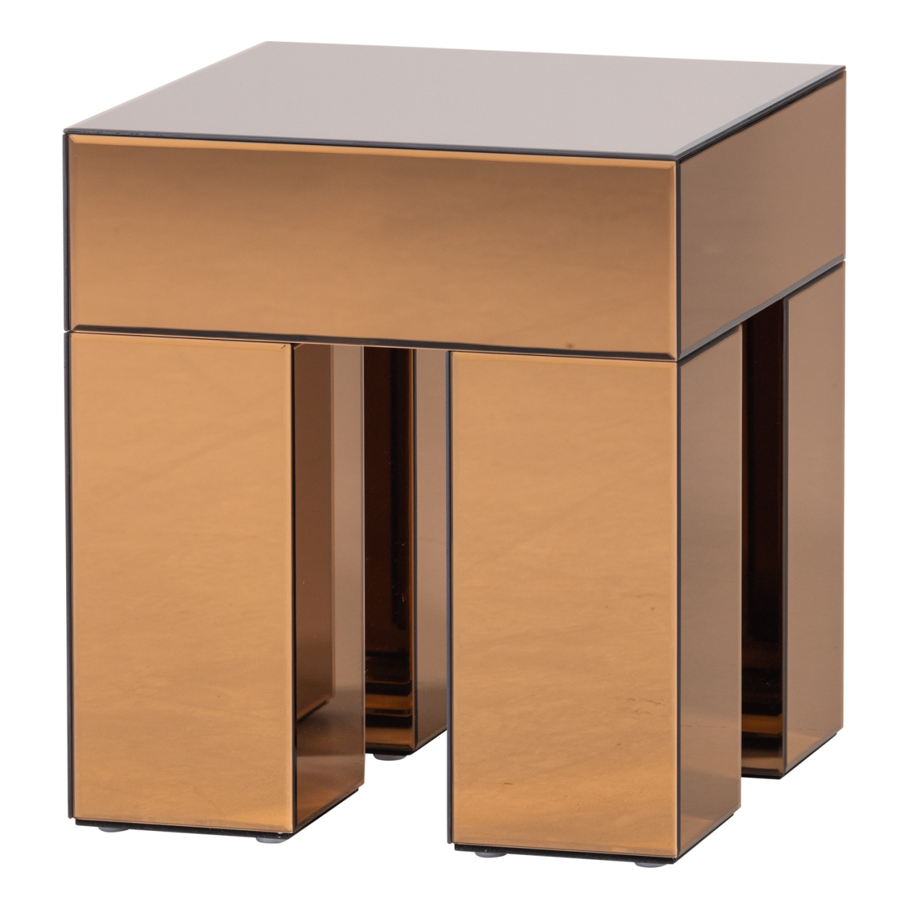 Accent Tables Masa laterala maro din sticla 45x45 cm Mirrox Woood