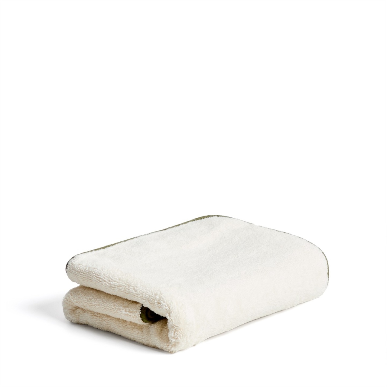 Towels Prosop crem/verde din bumbac 70x140 cm Sedora Kave Home