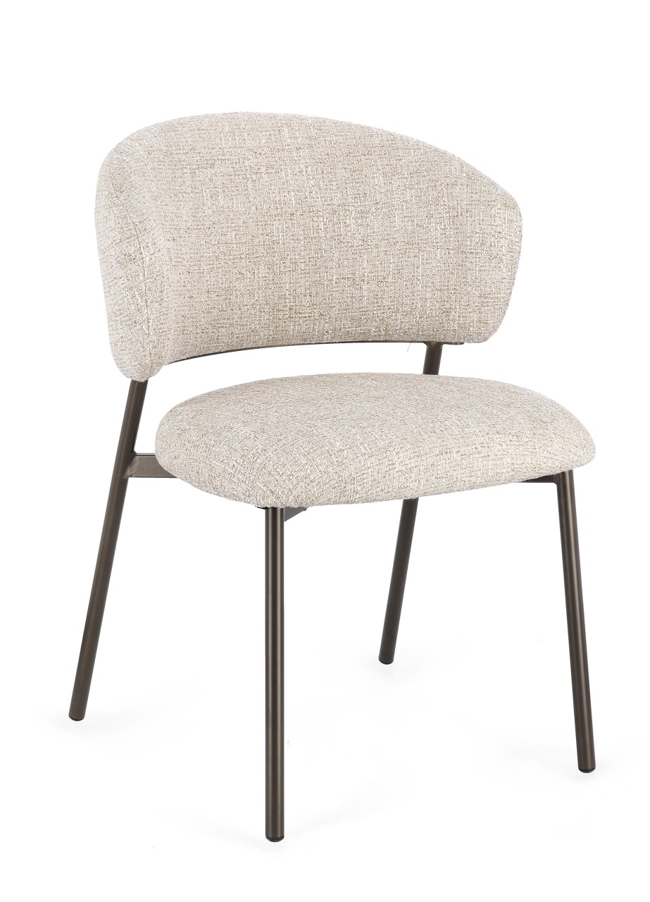 Chairs Scaun dining maro bronz/bej nisipiu din textil Prisca Bizzotto