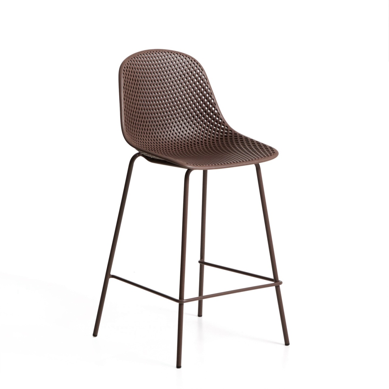 Outdoor Furniture Scaun exterior bar maro din metal Quinby Low Kave Home
