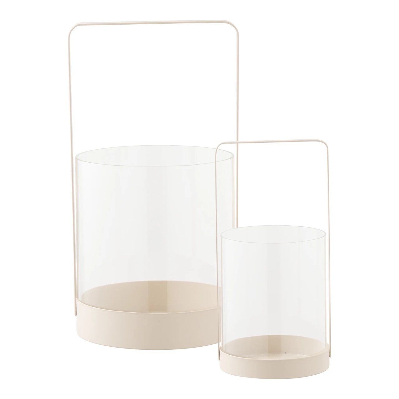 Candle Holders Set 2 felinare bej/transparente din sticla Hurricane House Nordic
