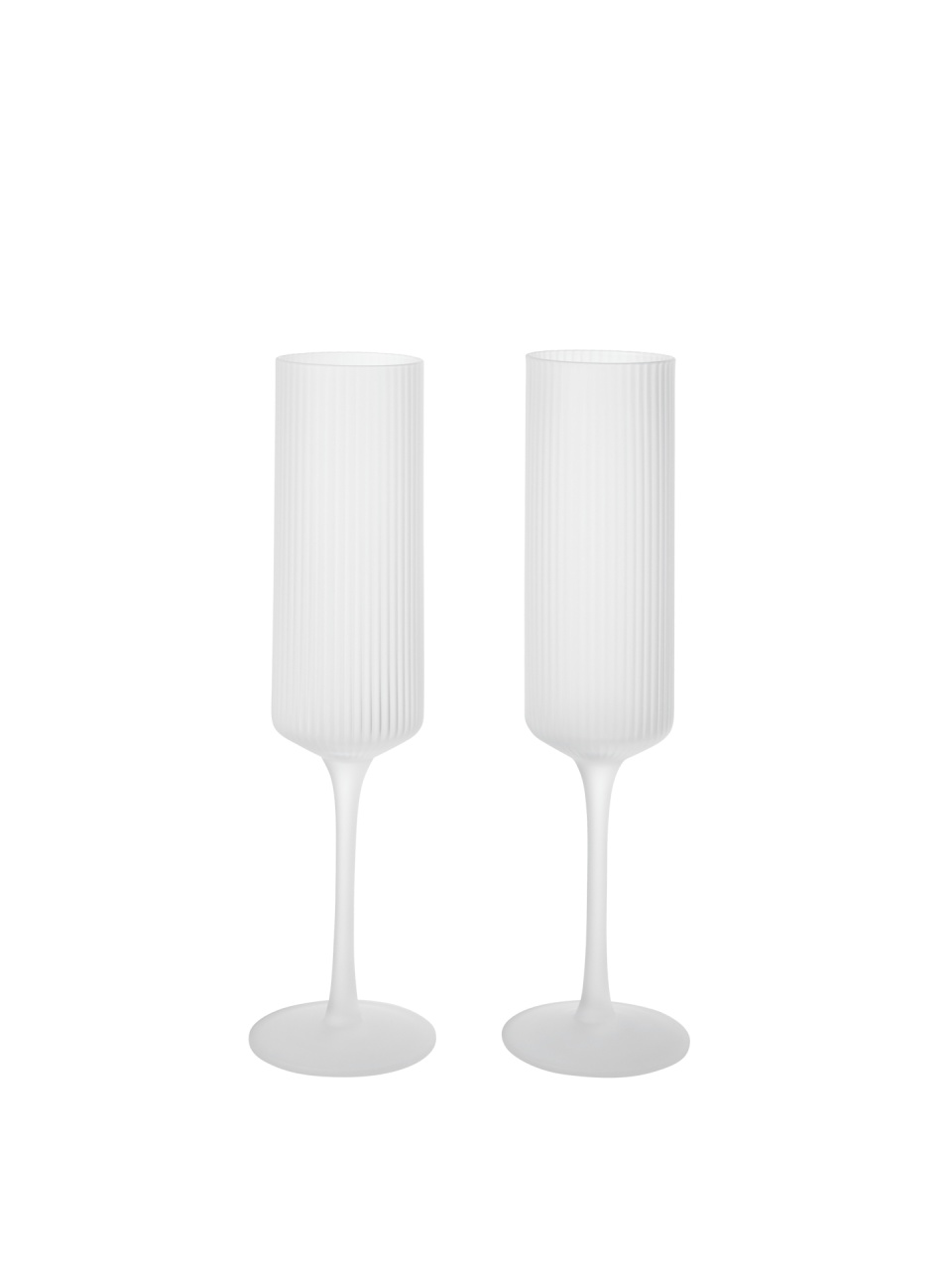 set pahare apa Set 2 pahare pentru sampanie albe din sticla 150 ml Ripple Frosted Ferm Living