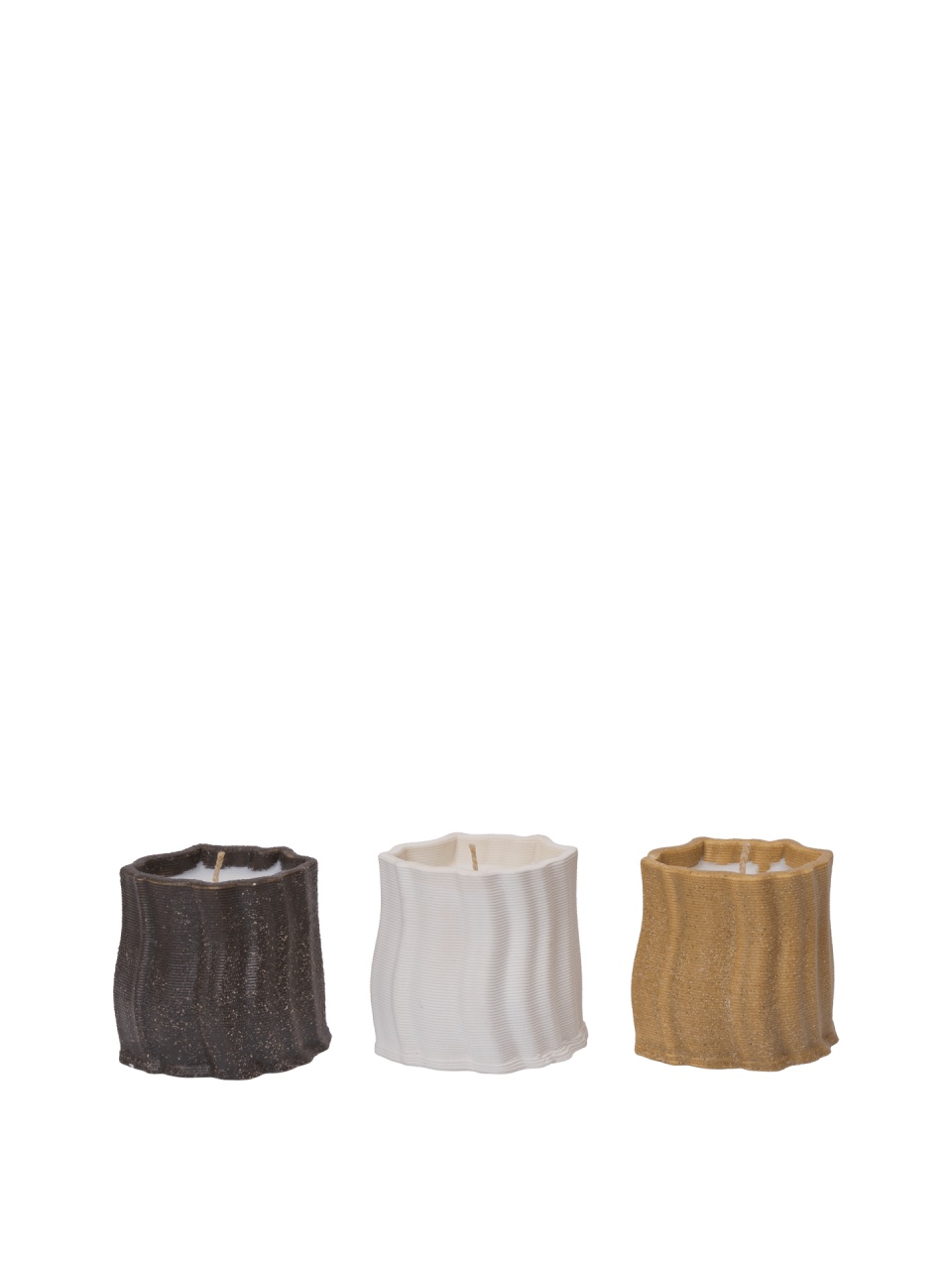 Candles Set 3 lumanari parfumate cu suport multicolore din ceramica 6 cm Rylith Ferm Living