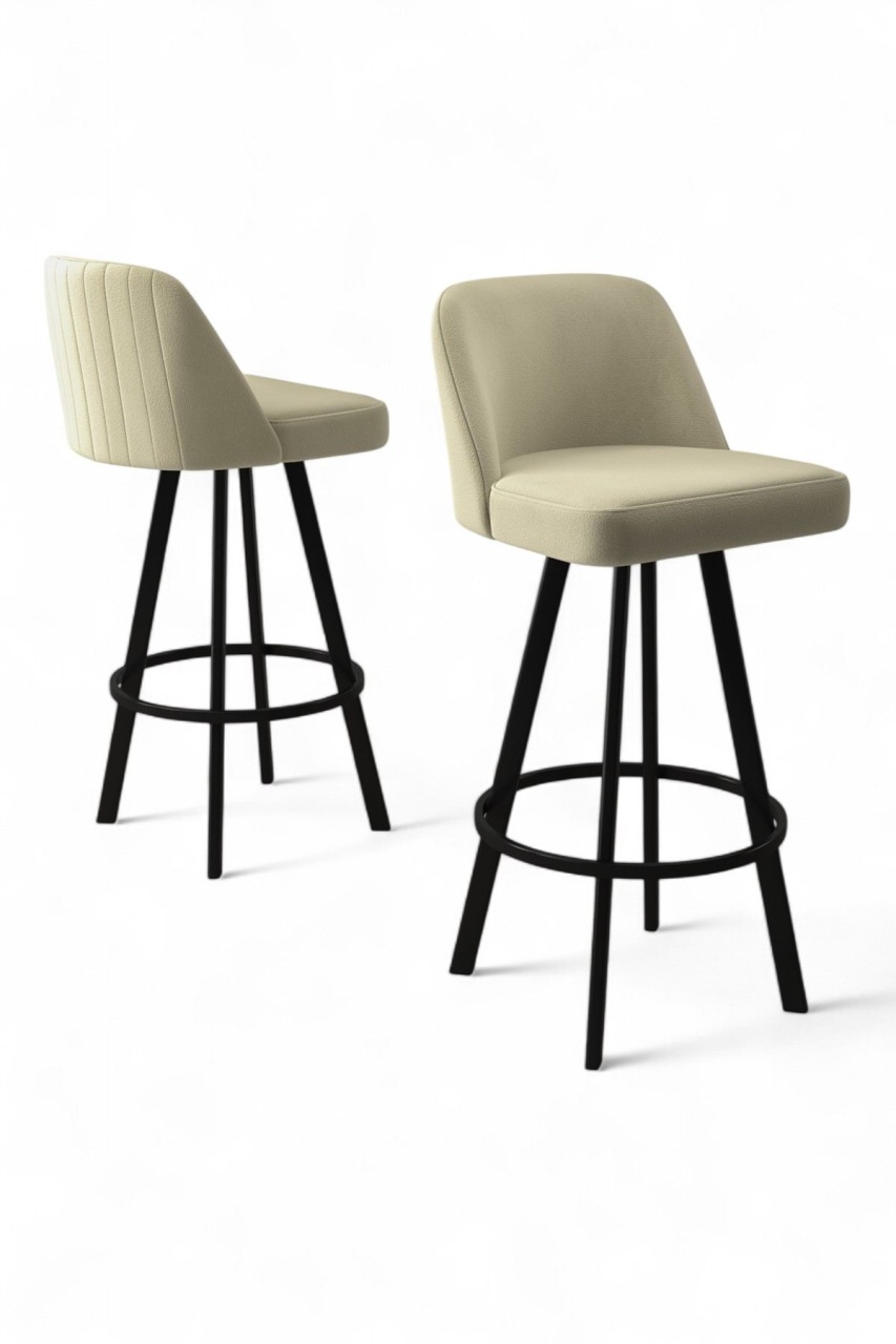 Chairs Set 4 scaune bar crem/negre din textil Atex The Home Collection