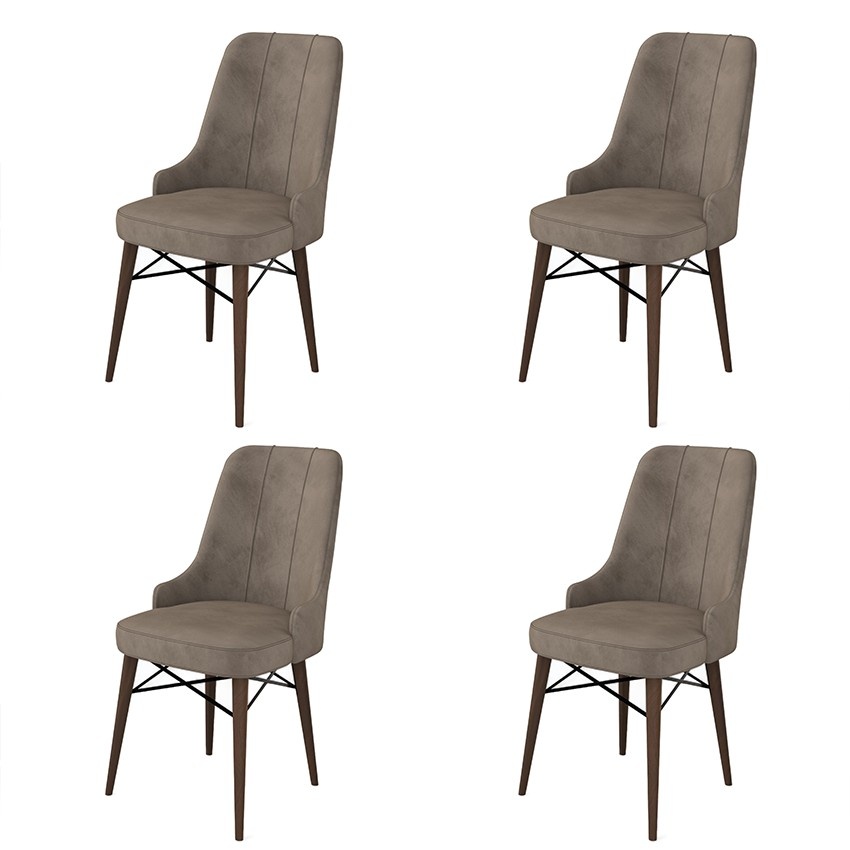 modele scaune din lemn rustice Set 4 scaune dining maro din textil Pare The Home Collection