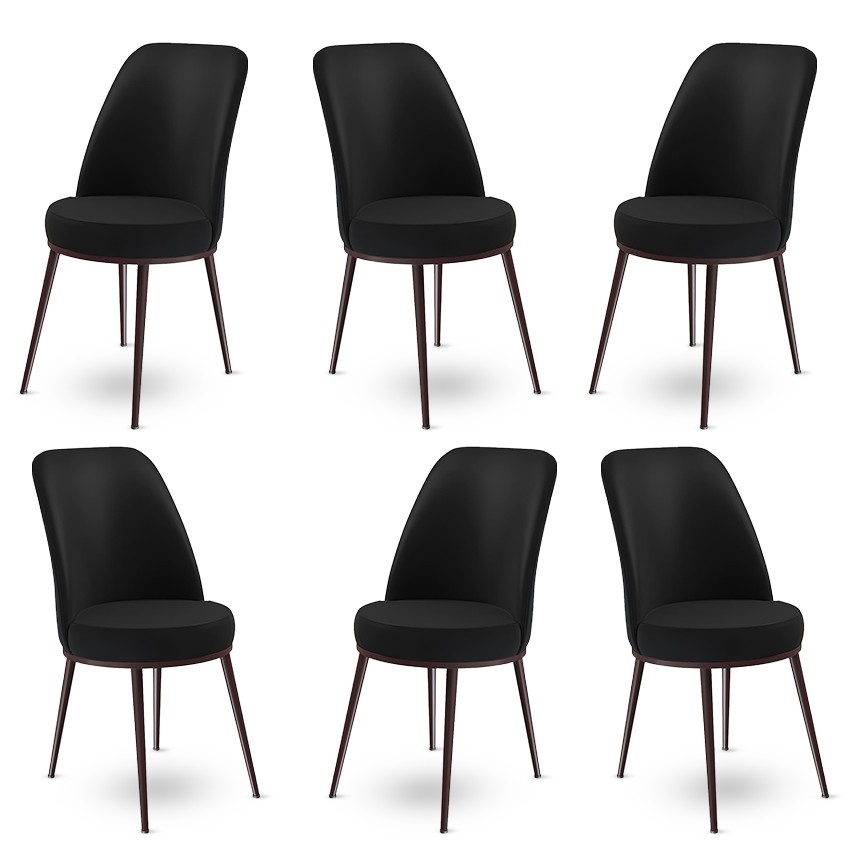 Chairs Set 6 scaune dining negre din textil Dexa The Home Collection