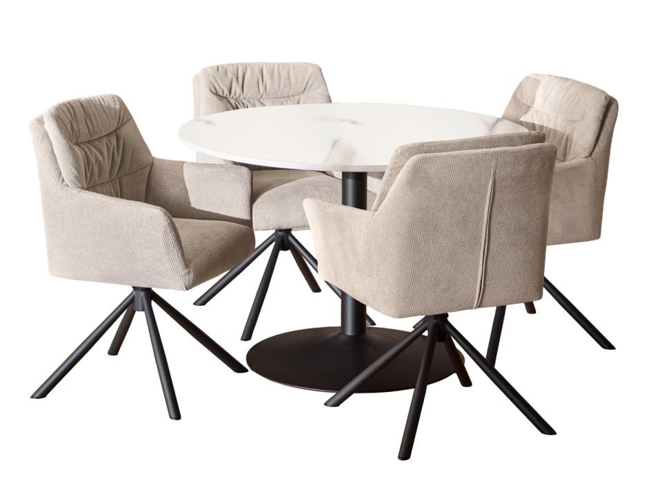 masa si scaune bucatarie Set masa dining si 4 scaune albe/crem din metal Tarifa Alonso Actona Company