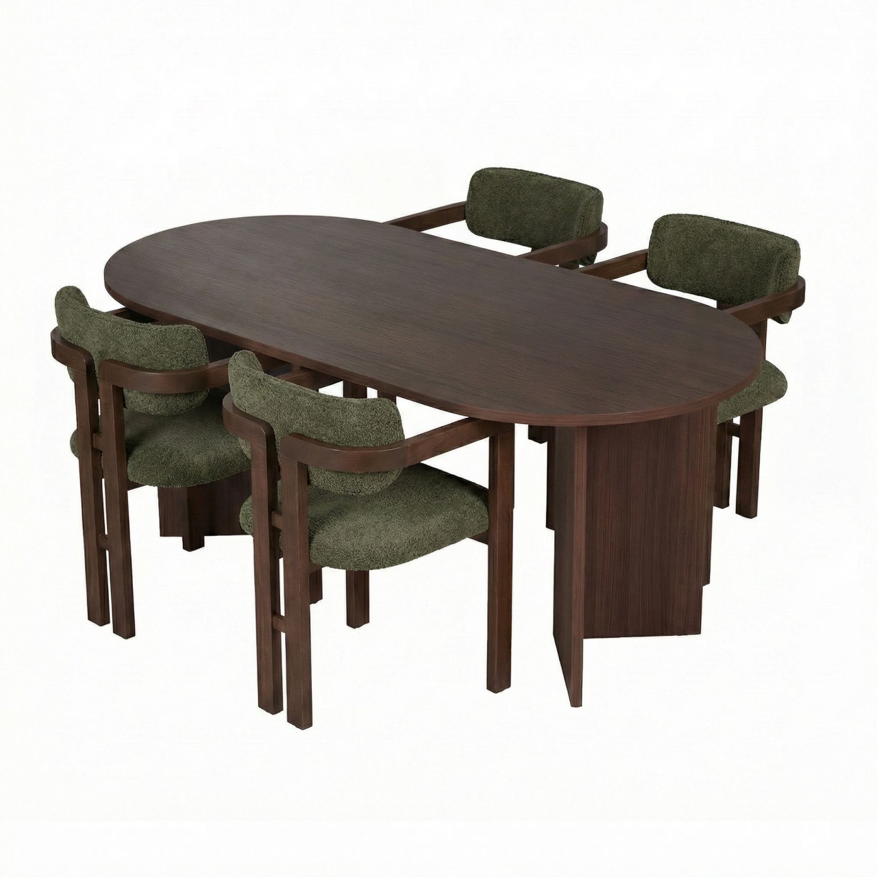mese si scaune plastic ieftine Set masa dining si 4 scaune maro/verde Meridia Nordure
