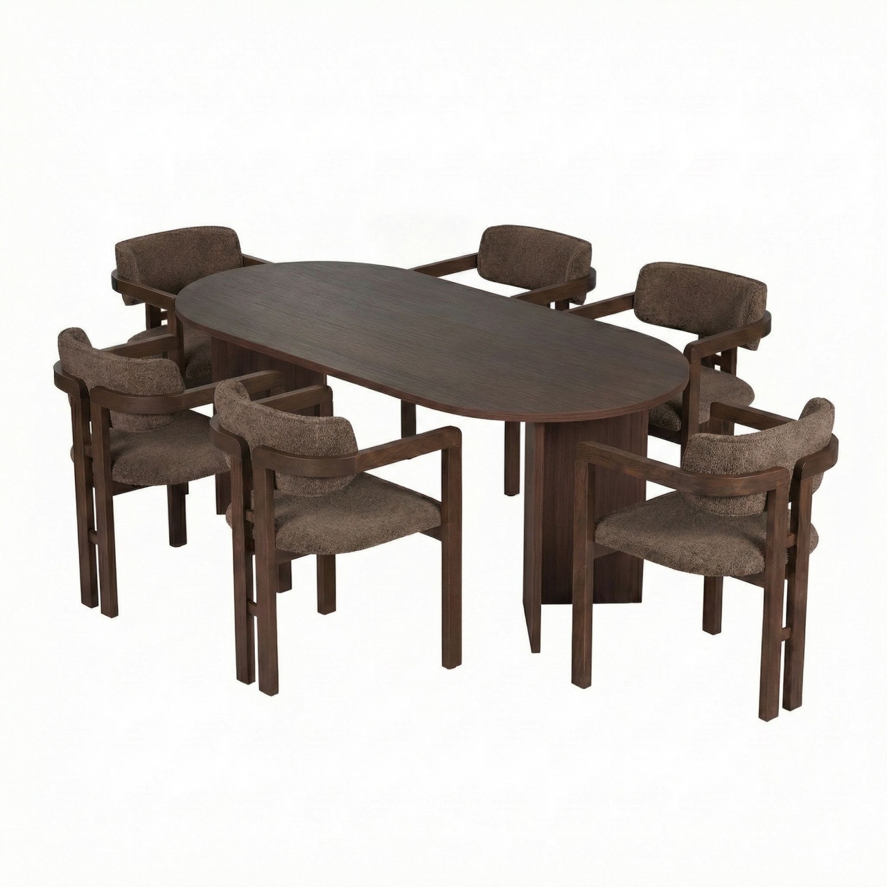 Set masa dining si 6 scaune maro Meridia Nordure
