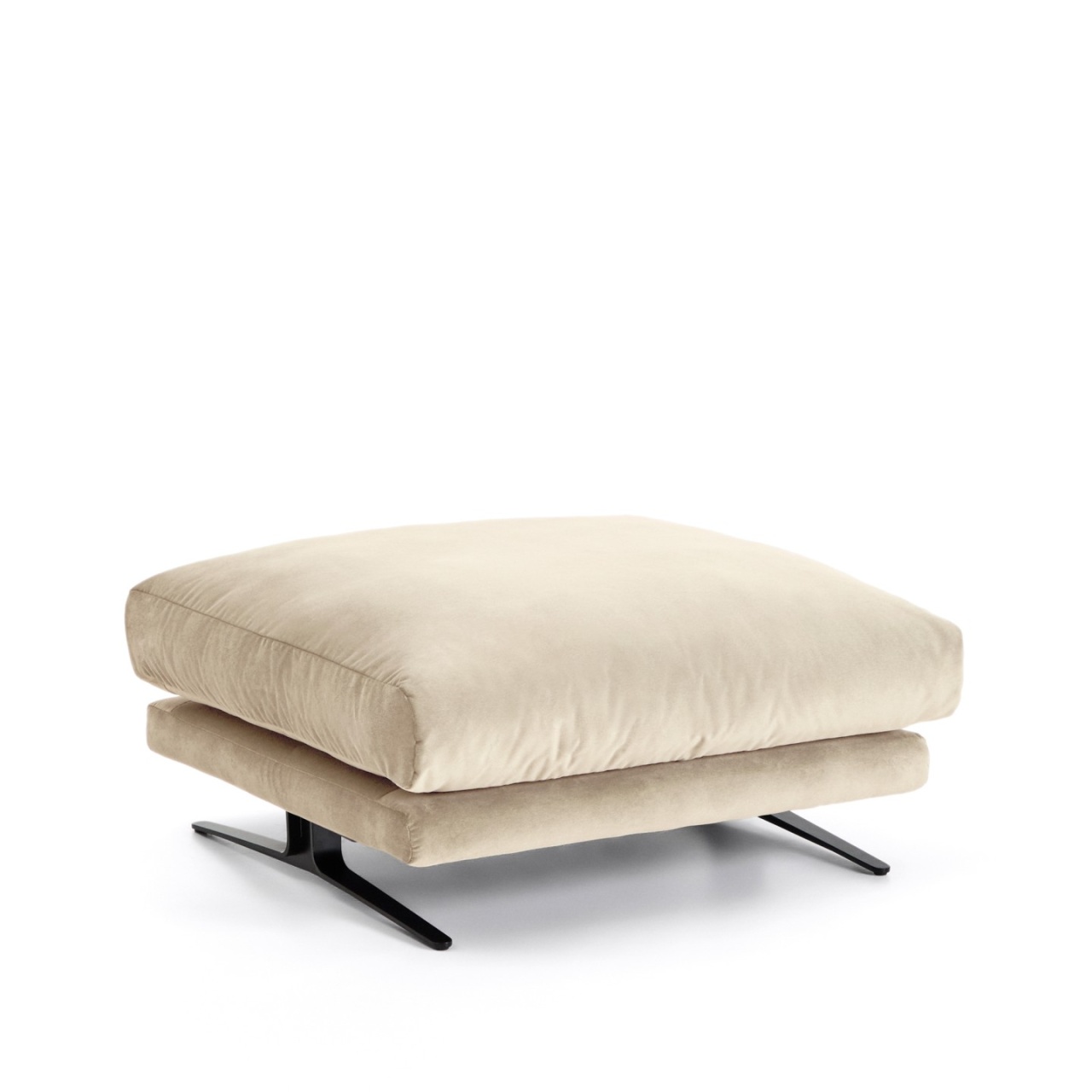 Sofas Taburet pentru picioare bej perla din catifea 85x90 cm Veliro Kave Home