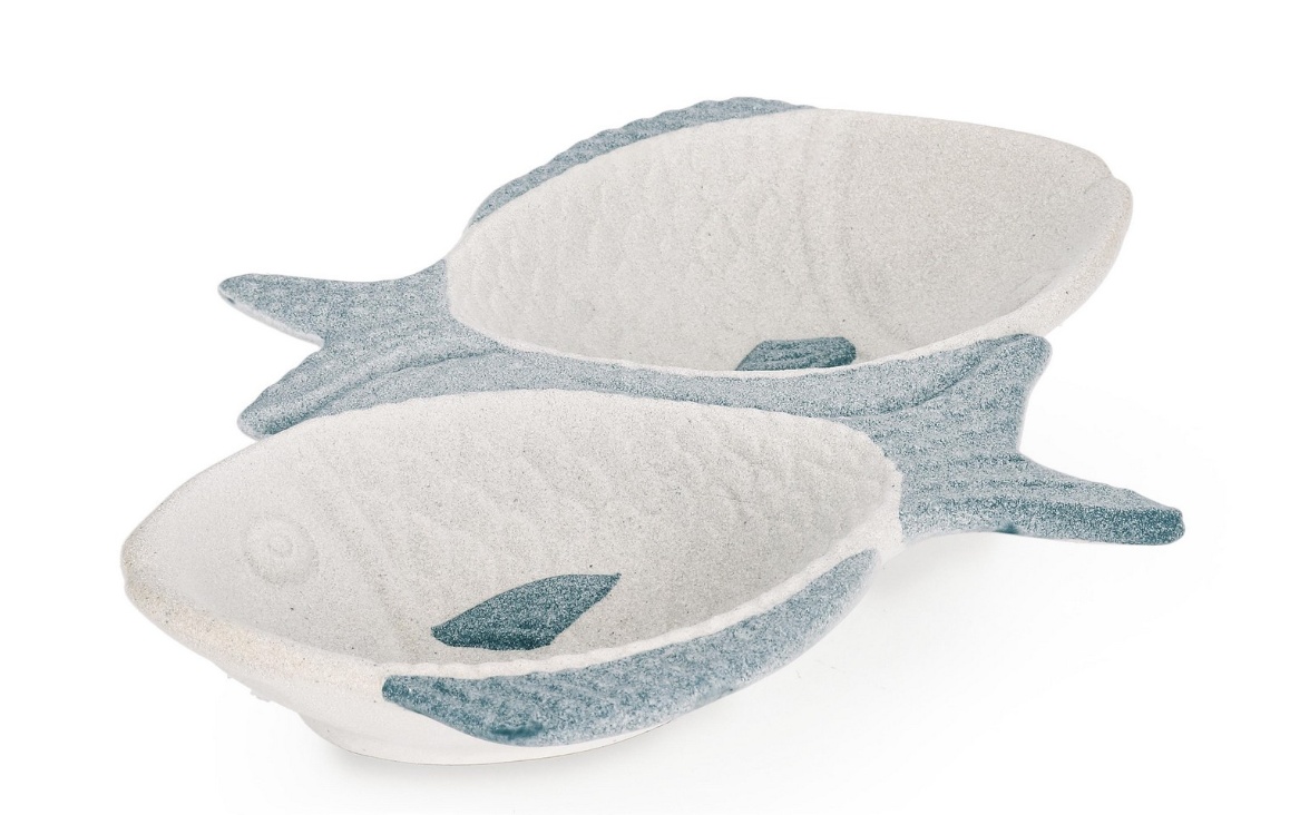 piatra alba decorativa Tava decorativa alba/albastra din ceramica 19x24 cm Ortigia 2 Bizzotto