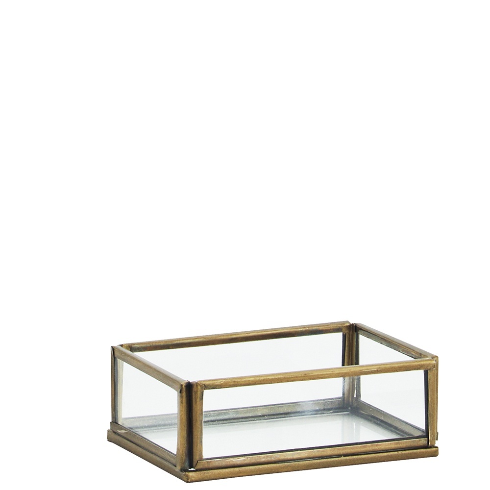 Decorative Trays Tava decorativa dreptunghiulara transparenta/aurie din sticla 6x10 cm Beatrice Madam Stoltz