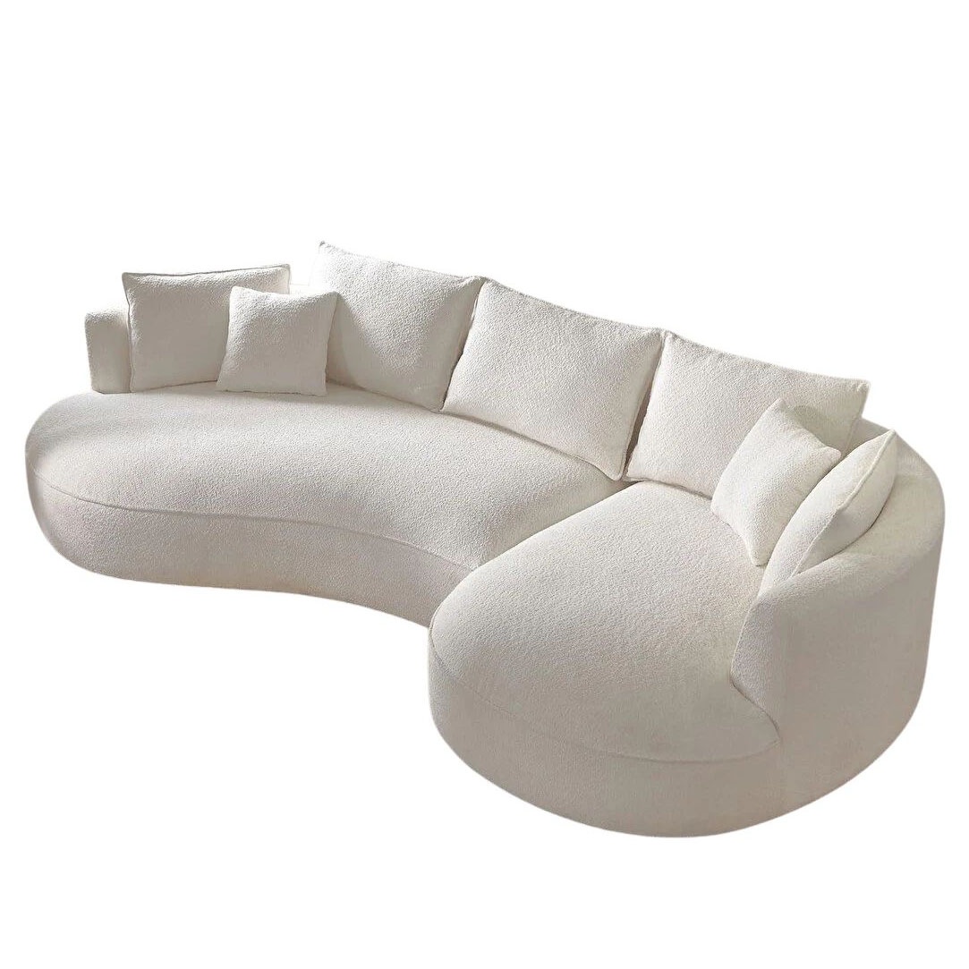 Sofas Canapea cu colt alba din textil 317 cm Venedik Right The Home Collection