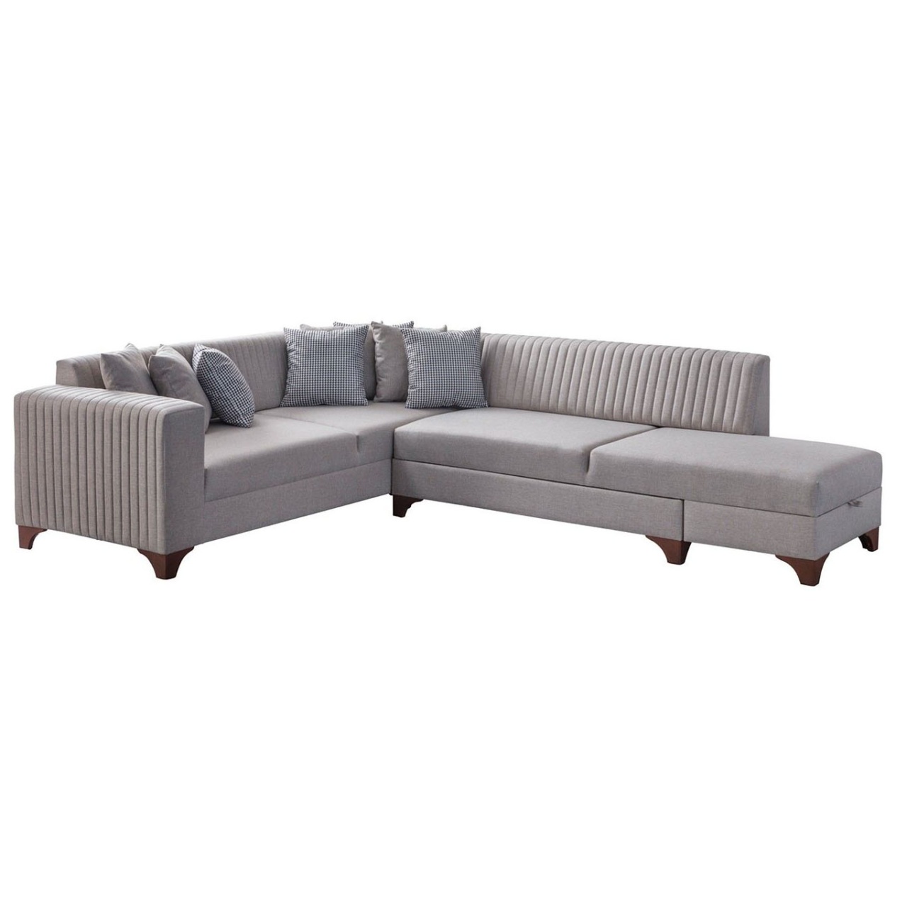 Sofas Canapea cu colt extensibila crem din textil 285 cm West Right The Home Collection