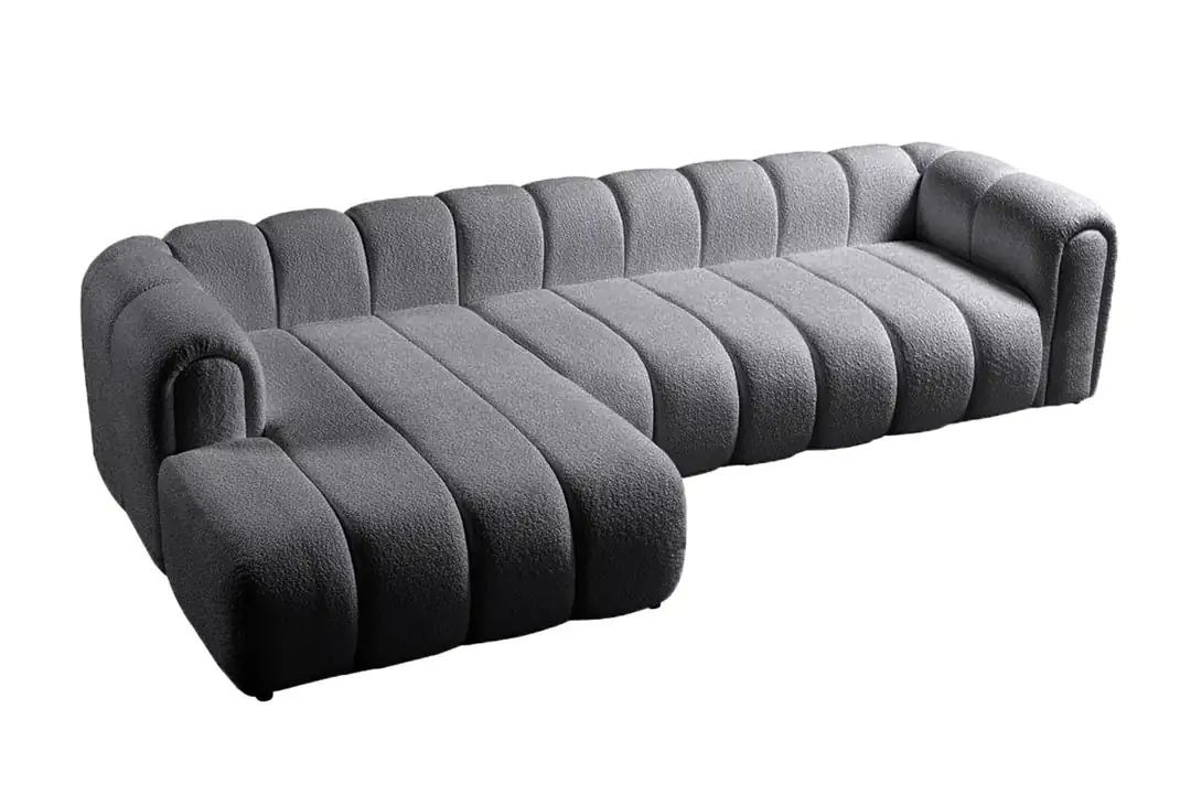 Sofas Canapea cu colt gri inchis din textil 265 cm L-Line Left Boucle The Home Collection