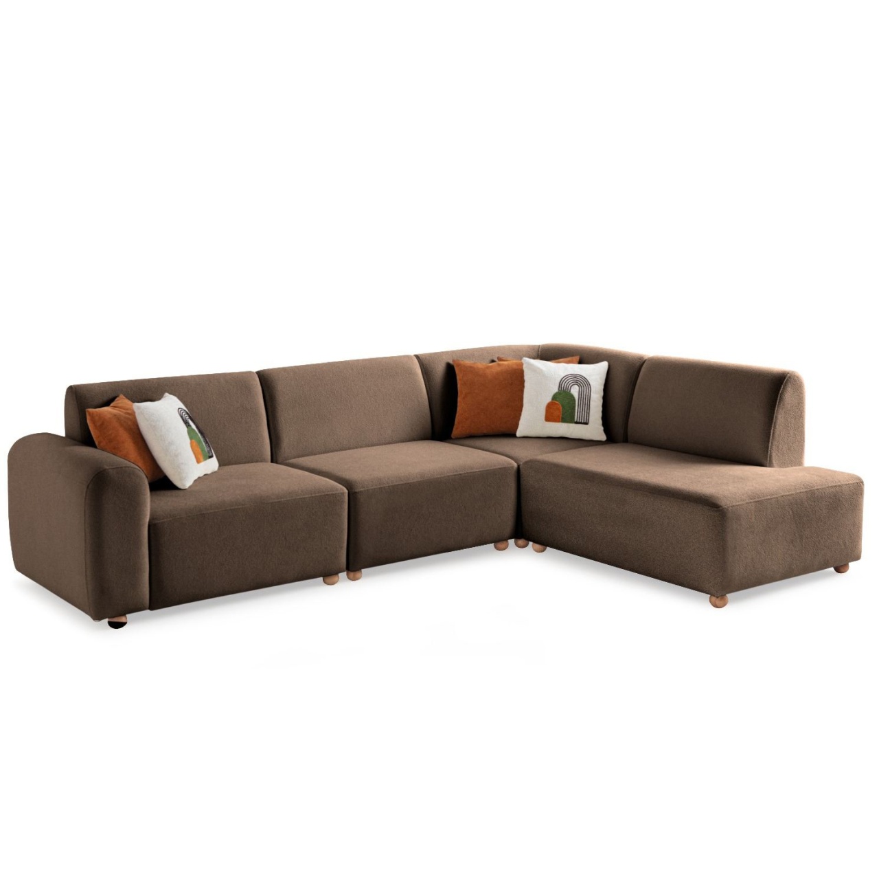 Sofas Canapea cu colt maro din textil 290 cm S-loft Right The Home Collection