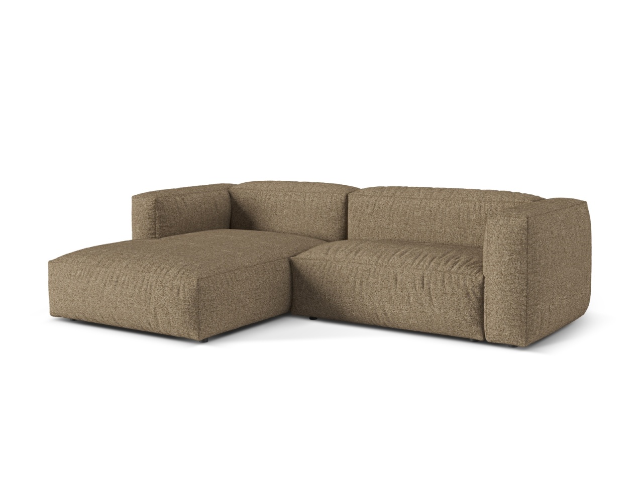 Canapea cu colt modulara maro cappuccino din textil pentru 2 persoane Martina Monet Boucle Left Micadoni