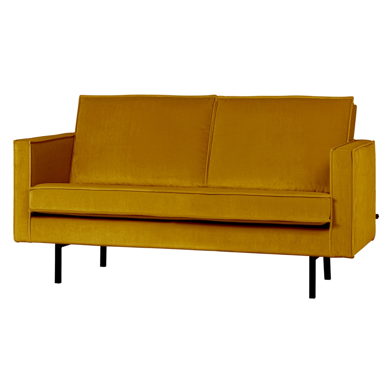 Sofas Canapea ocru din catifea pentru 2 persoane Rodeo Woood